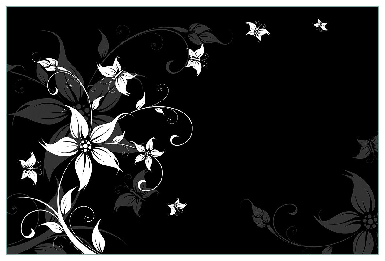 Wallario Küchenrückwand Blumenranke in Schwarz-Weiß, (1-tlg)