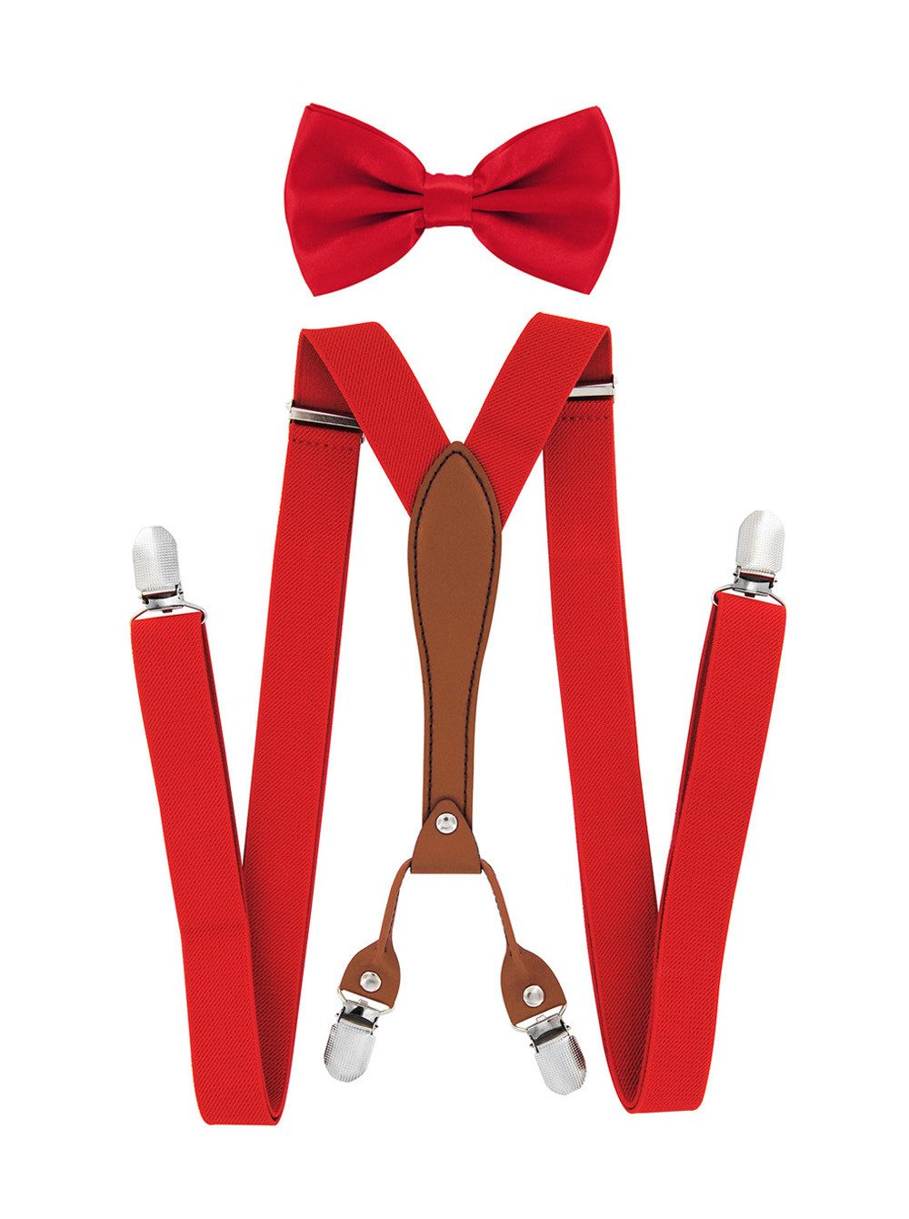 Hosenträger Herren Hosenträger mit Fliege Set 4 Stabile Clips X-Form