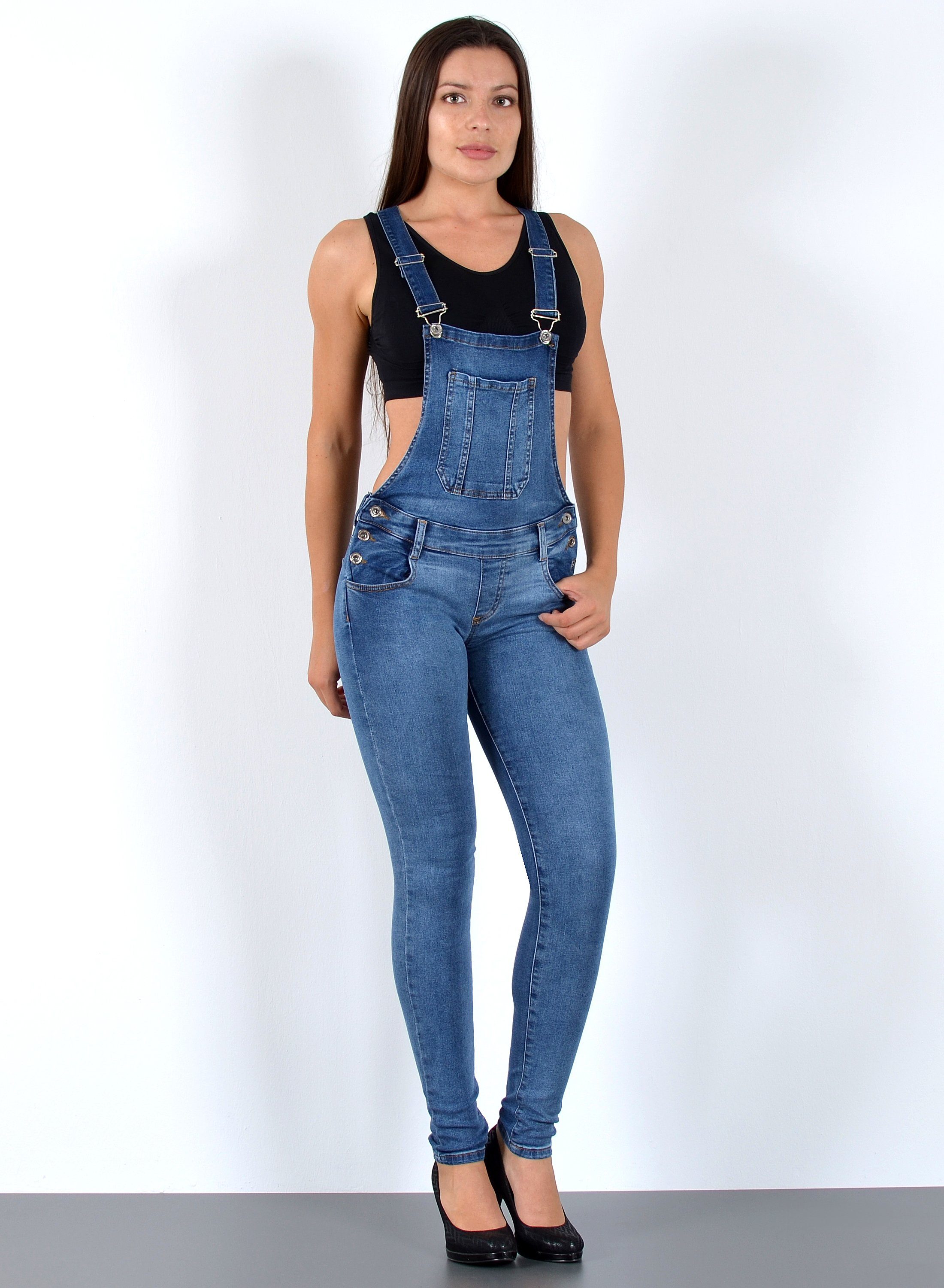 ESRA Jeanslatzhose Damen Latzjeans mit Hosenträger günstig online kaufen