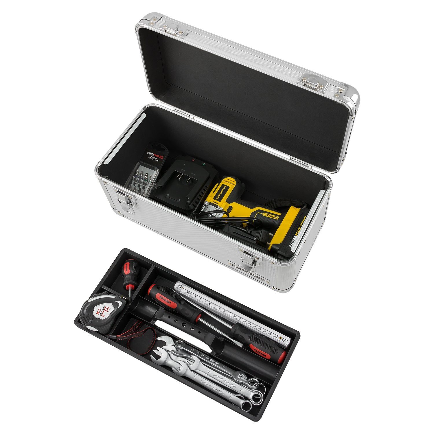 anndora Werkzeugkoffer Transportbox Werkzeugbox silber Werkzeugkasten 13 L 