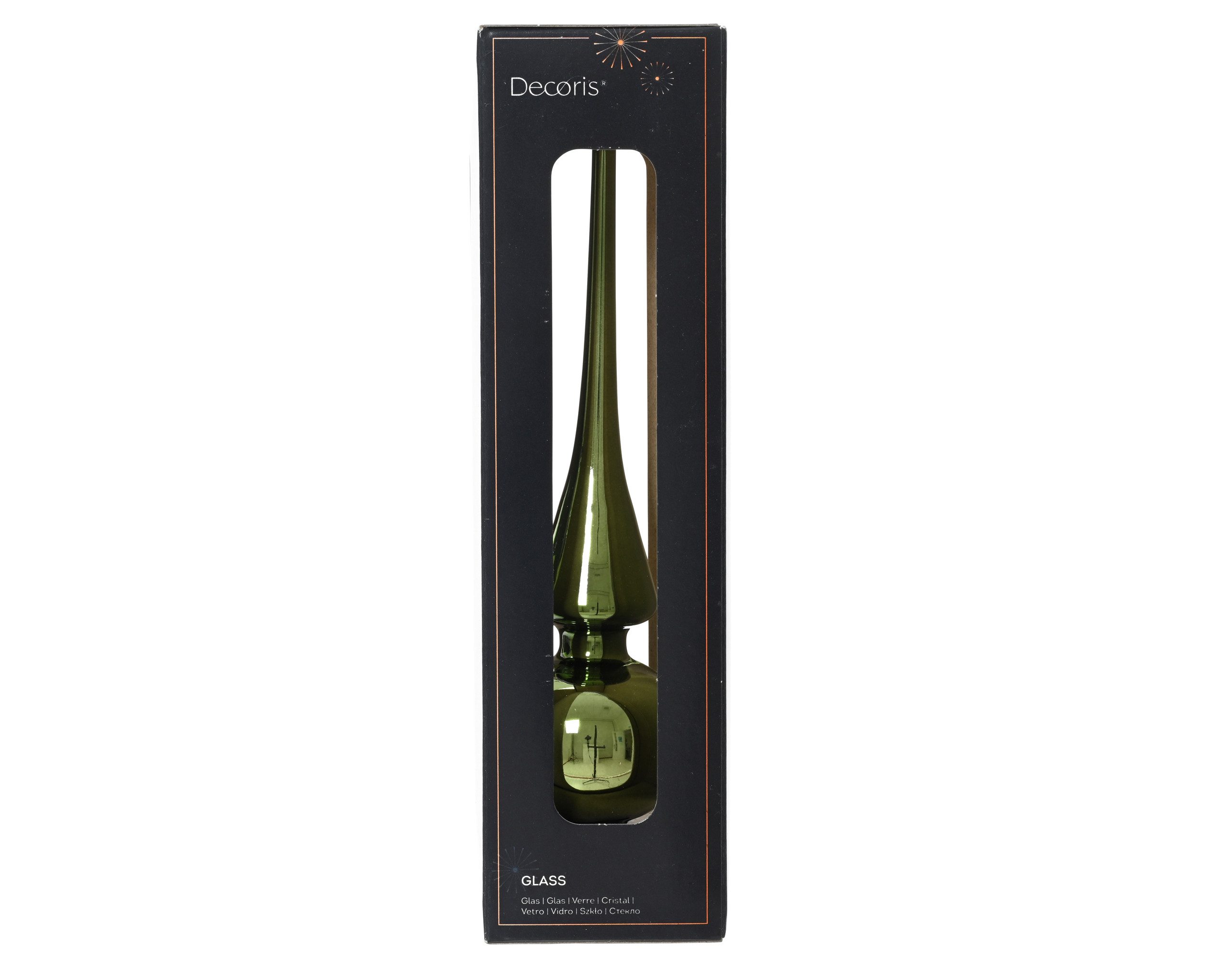 Kaemingk Christbaumspitze, Christbaumspitze Glas 26cm piniengrün glänzend