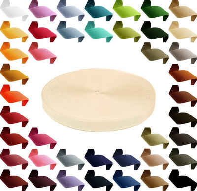 maDDma 50m PP Gurtband, Polypropylen, 25mm breit, 1,3mm stark, Farbwahl Rollladengurt, 122 creme
