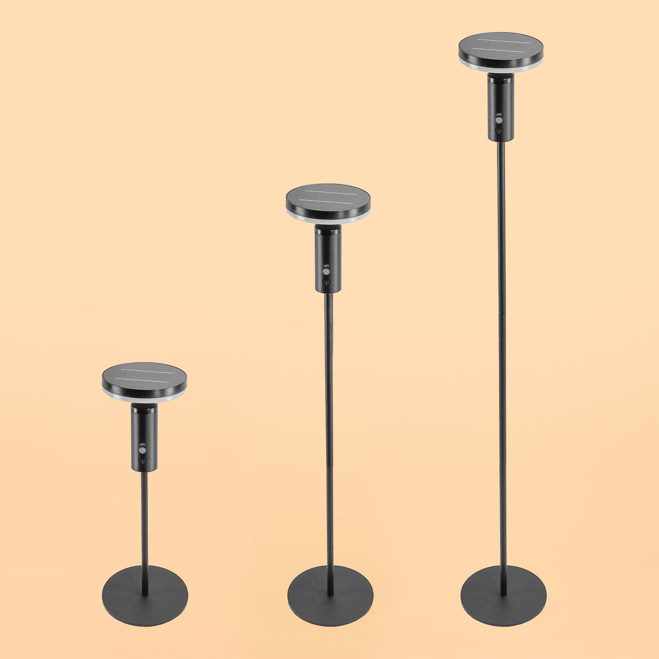 esotec LED Außen-Stehlampe Solar Edelstahl Stand- + Leseleuchte ALIANO, 3 Höhen, außen 102773, LED fest integriert