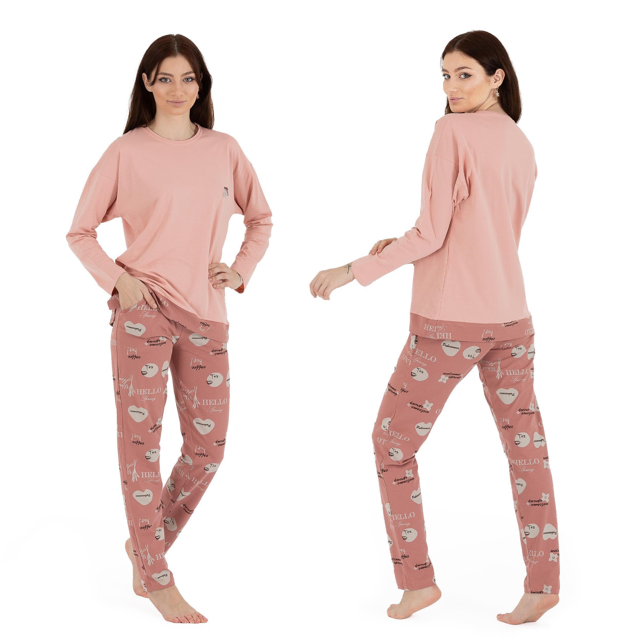 LOREZA Schlafanzug Schlafanzug Pyjama langarm- Spring - Pastel (Set, 2 tlg) günstig online kaufen