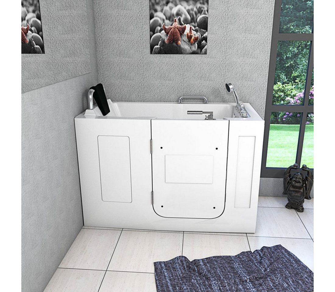 Thumbnail - AcquaVapore Badewanne Sitzwanne Whirlpool Badewanne mit Tür S07WP-TH-A 140x76cm, Schnelle Reinigung, Nackenstütze, Überl...