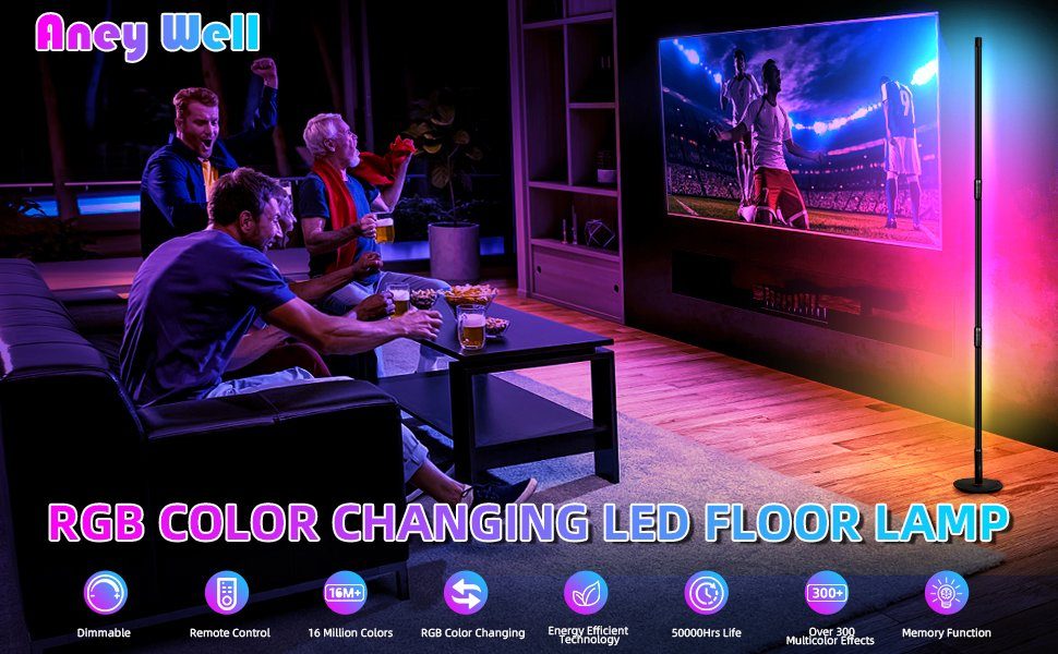 20 W, für LED Farbwechsel,RGB, 2800 Fernbedienung, RGB, LED Schlafzimmer Stehlampe LED fest lm, mit Daskoo integriert, Wohnzimmer, Stehleuchte Stehleuchte