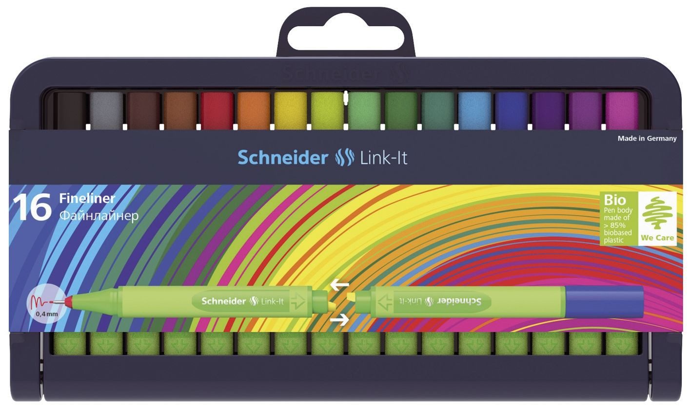 Schneider Tintenfeinschreiber Fineliner Link-It, 16 Farben im Etui