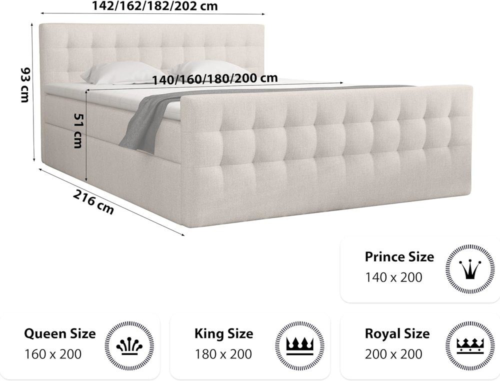 DB-Möbel Boxspringbett "PACOS" Große Doppelbett zum Schlafzimmer-vom Hersteller.