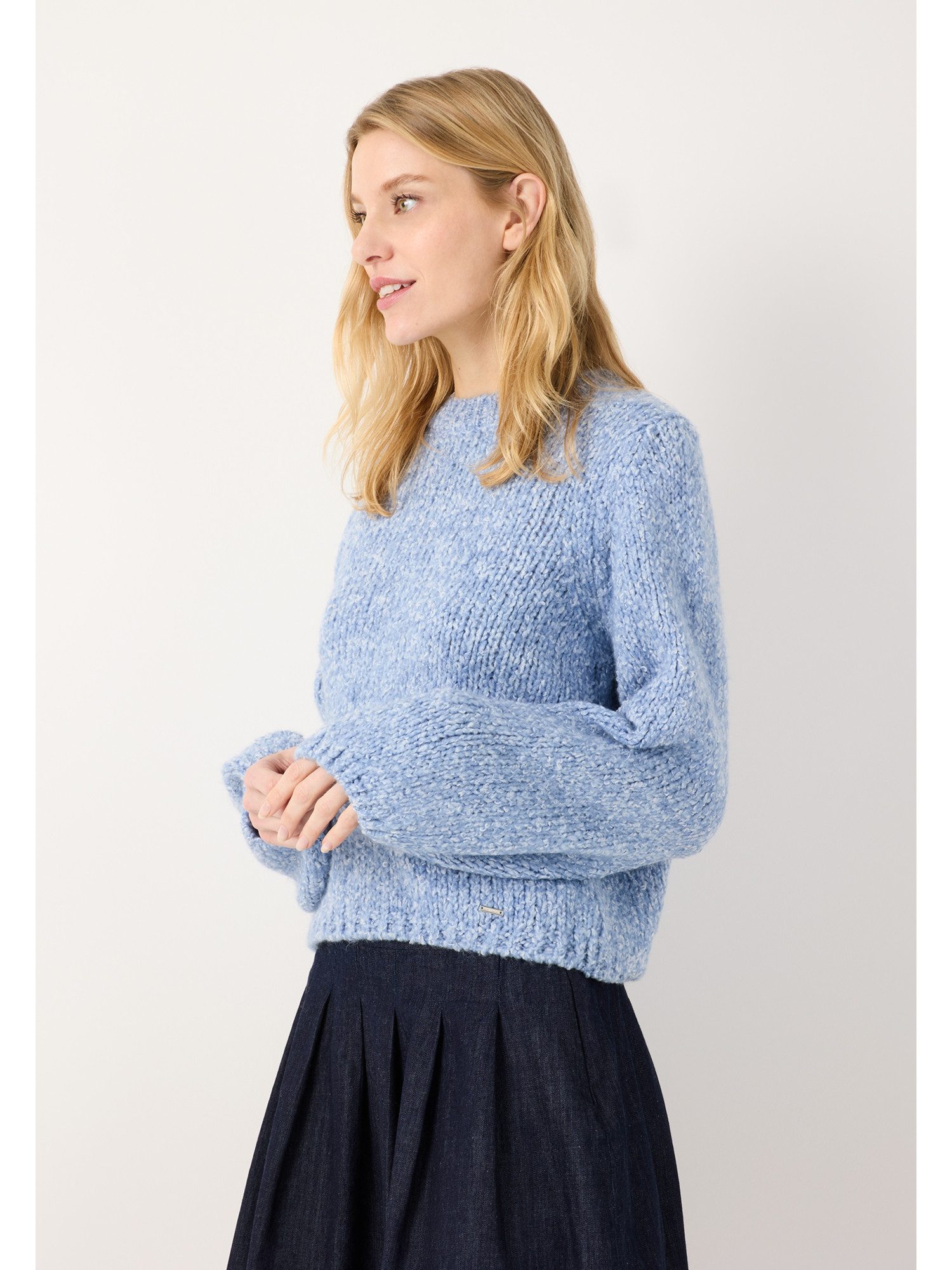 MORE&MORE Rundhalspullover kuscheliger Grobstrickpullover