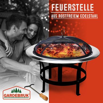 Gardebruk Feuerschale, Feuerkorb Garten Funkenschutz 75cm Edelstahl Outdoor Grill