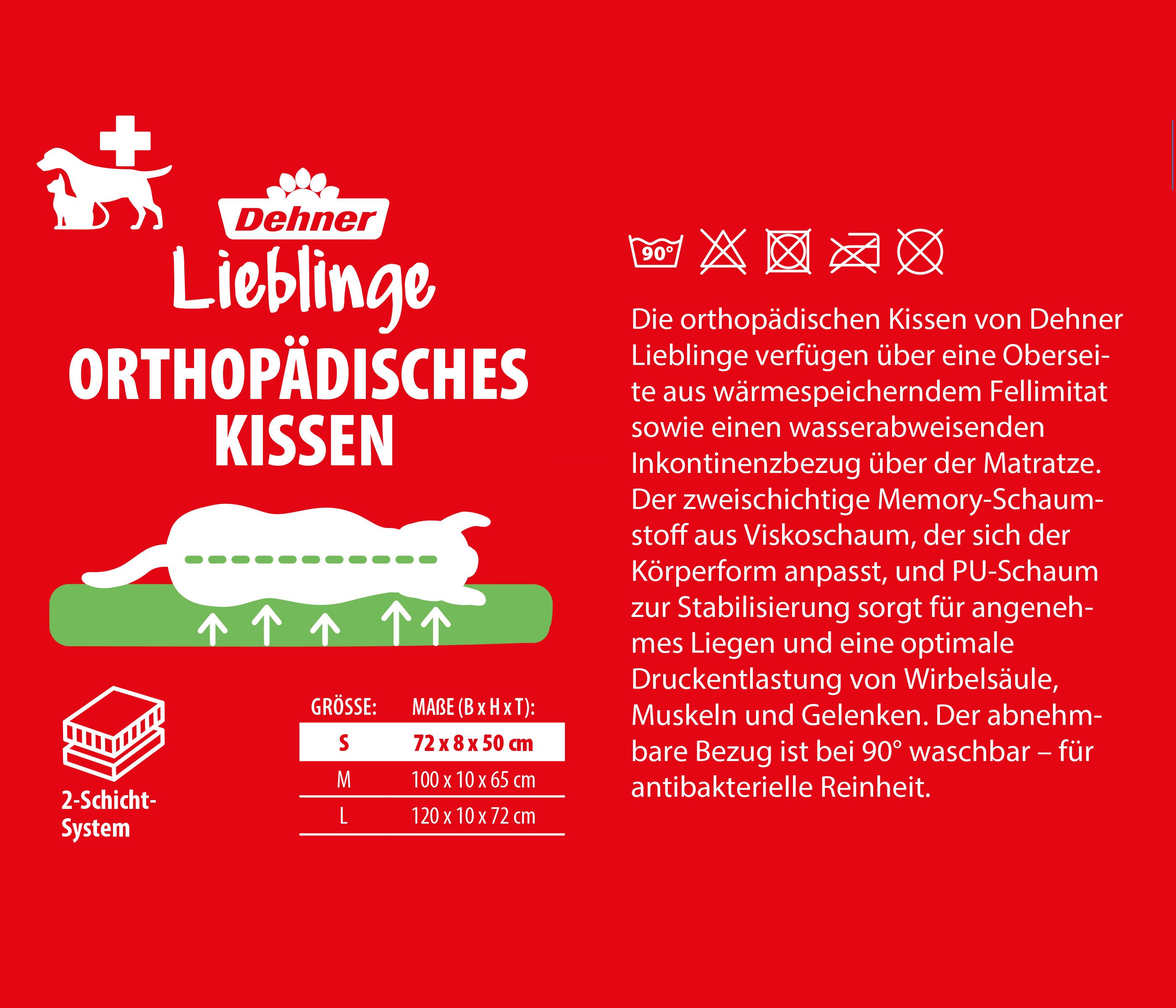 Dehner Tierbett Orthopädisches Hunde-/Katzenkissen, versch. Größen, antibakterielles, wasserabweisendes Kissen für ältere Hunde und Katzen