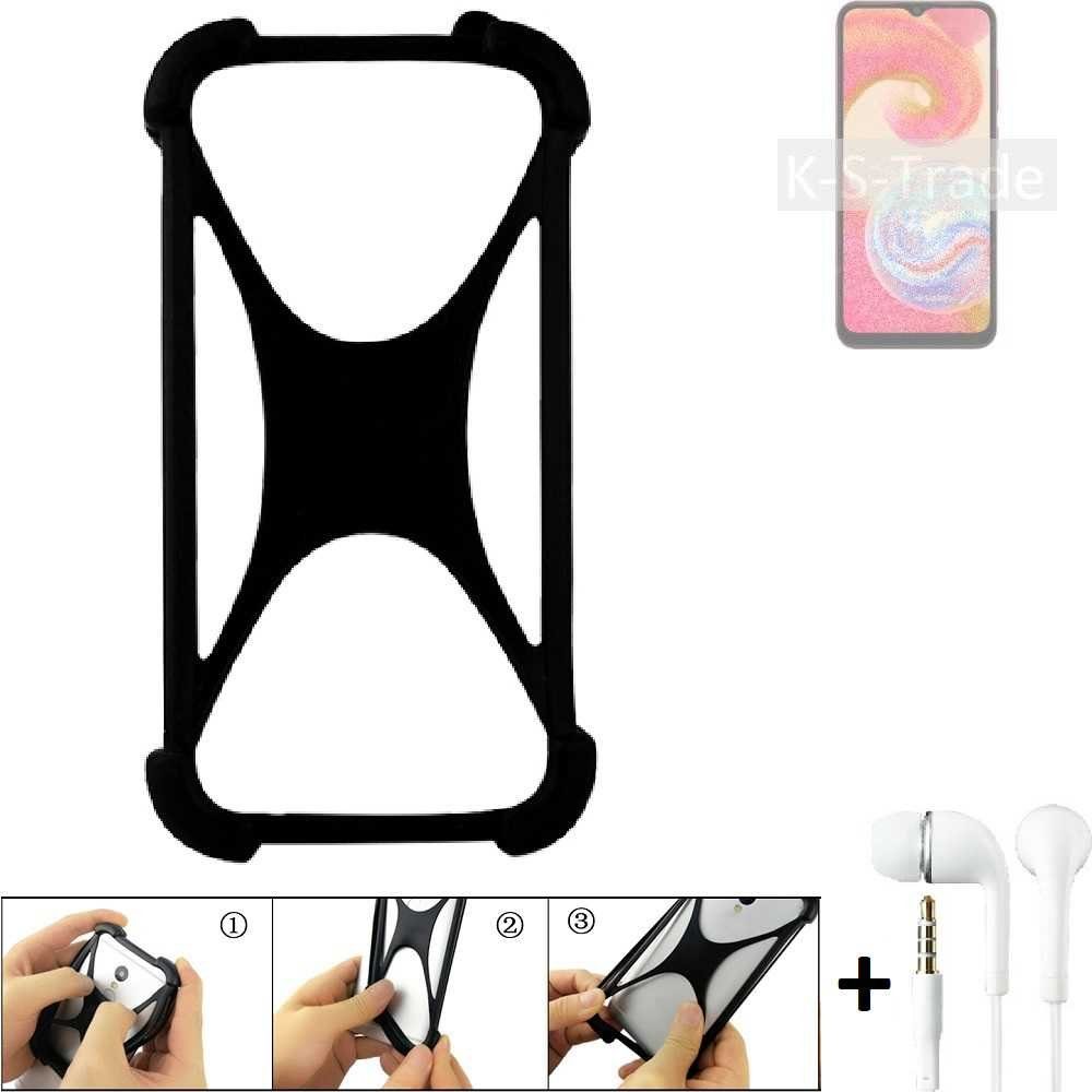 K-S-Trade Handyhülle für Samsung Galaxy A04e, Handy-Hülle + headphones Schutz-Hülle Bumper Silikon Cover Case
