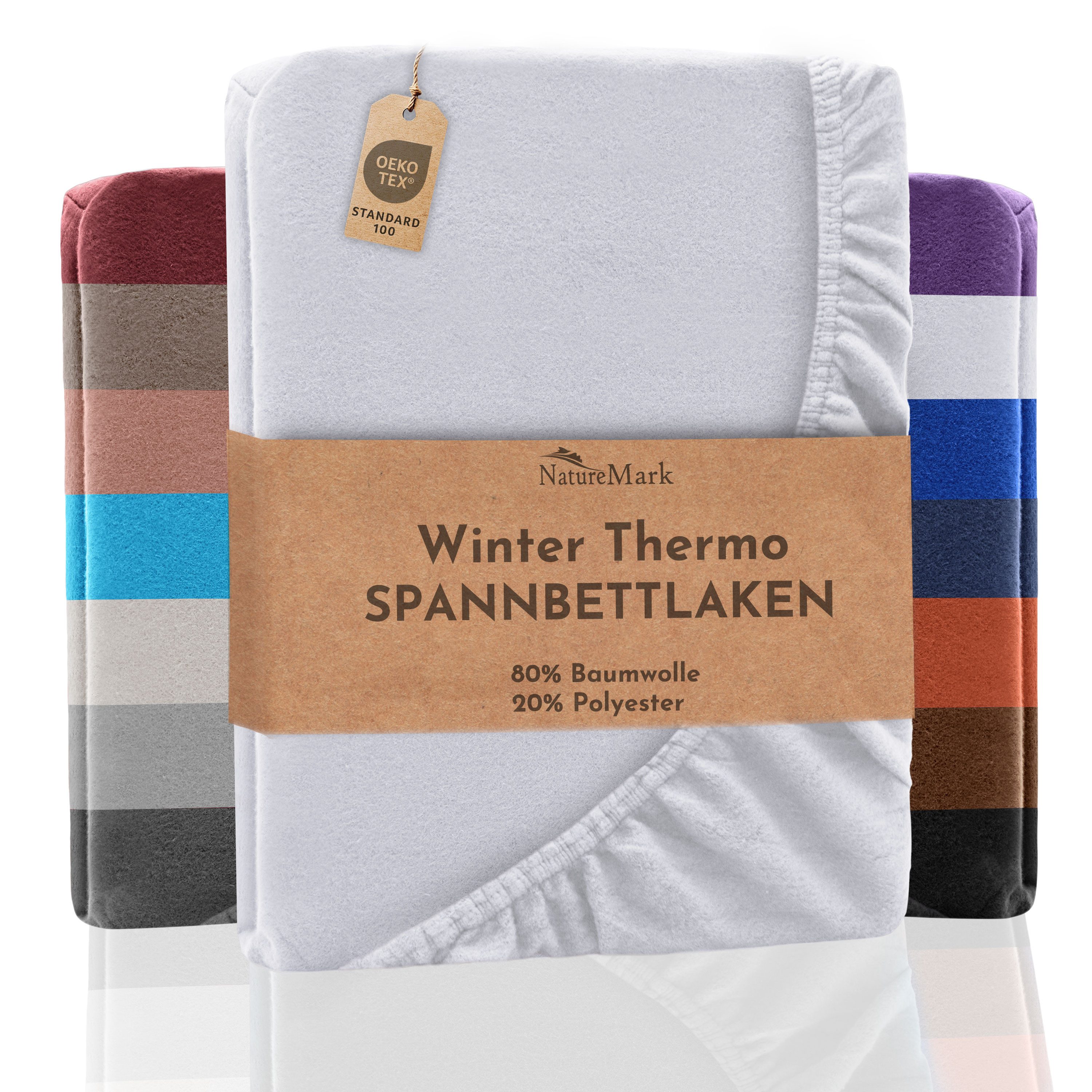 NatureMark Spannbettlaken Winter Thermo Fleece Spannbetttuch, 80% Baumwolle günstig online kaufen
