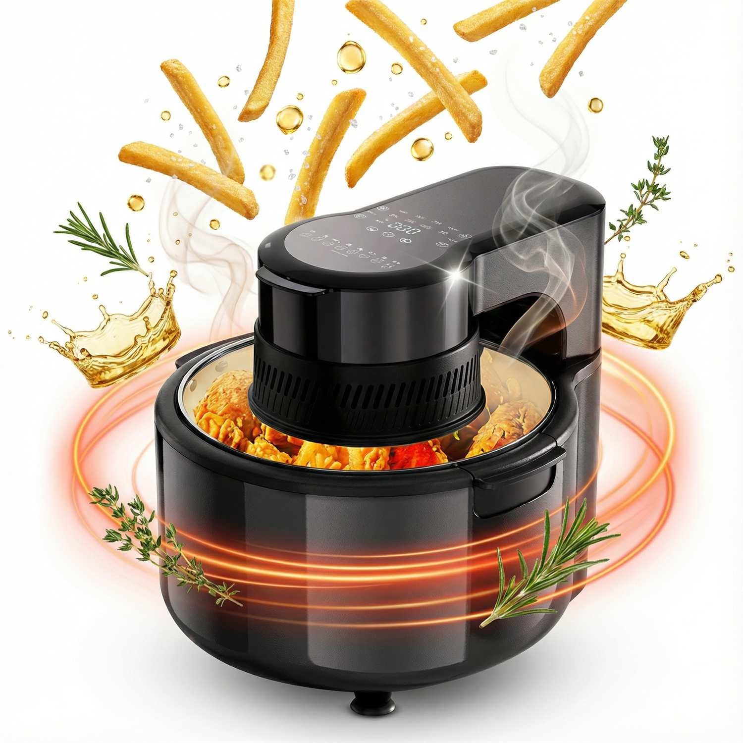 BBWL Heißluftfritteuse 5L Airfryer mit Sichtfenster Timer 200 Min, 1200 W, Temperatur 80–200°C Vorwahlfunktion 24h
