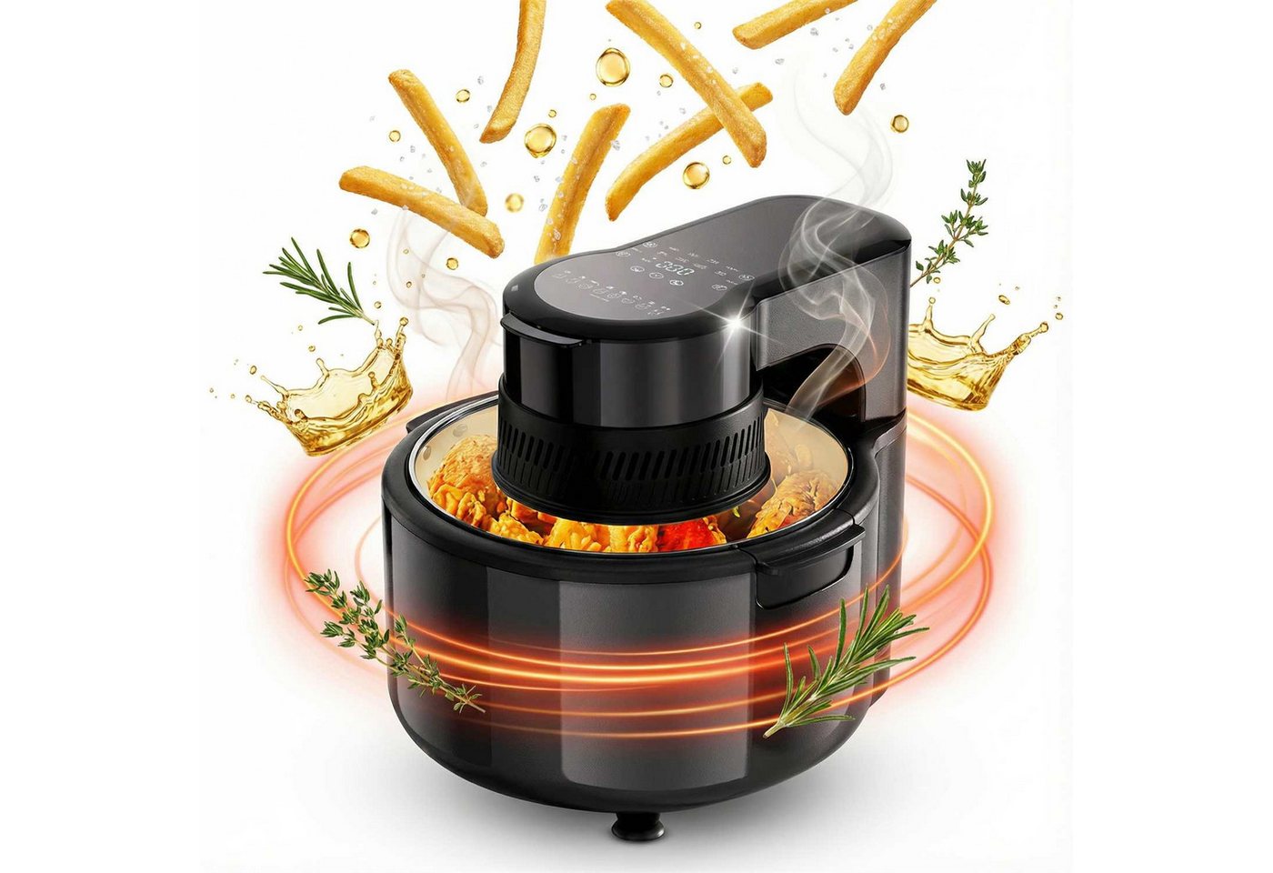 BBWL Heißluftfritteuse 5L Airfryer mit Sichtfenster Timer 200 Min, 1200 W, Temperatur 80–200°C Vorwahlfunktion 24h
