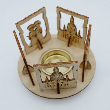 DeColibri Schwibbogen Teelichthalter Dresdner Frauenkirche Bastelset Stimmungslicht, Ost - Erzgebirge Weihnachten Handwerkskunst