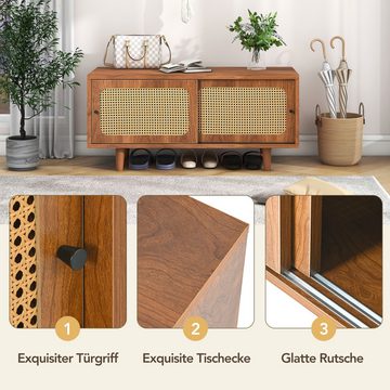 IDEASY Schuhschrank mit 2 Türen mit verstellbare Ablage Walnussfarbe für Flur (Wohn- und Schlafzimmer,104*40*48 cm,Feuchtigkeitsbeständigkeit) hochwertigen Spanplatten,Leicht zusammenzubauen