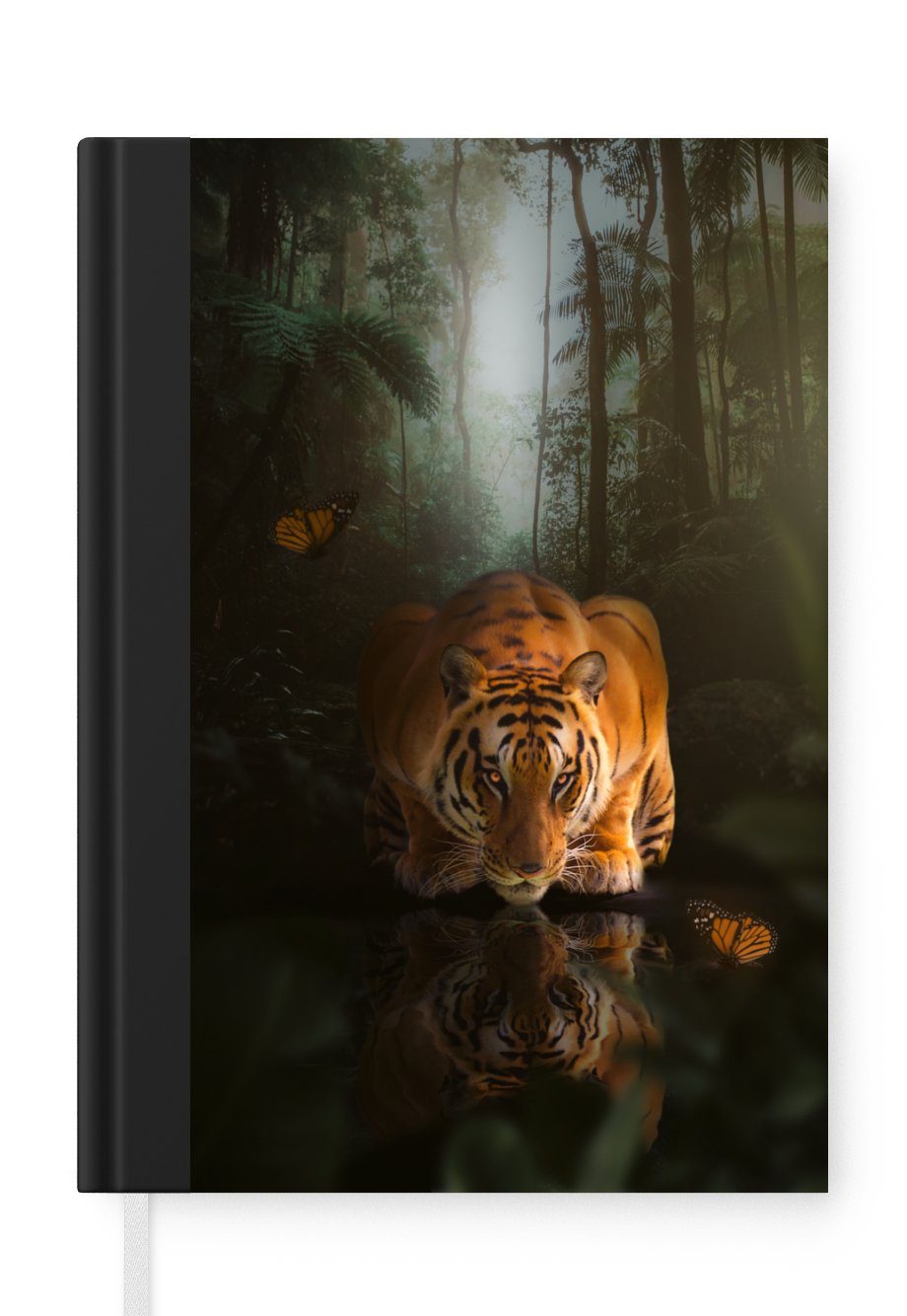 MuchoWow Notizbuch Tiger - Gold - Dschungel, Journal, Merkzettel, Tagebuch, Notizheft, A5, 98 Seiten, Haushaltsbuch | Notizbücher