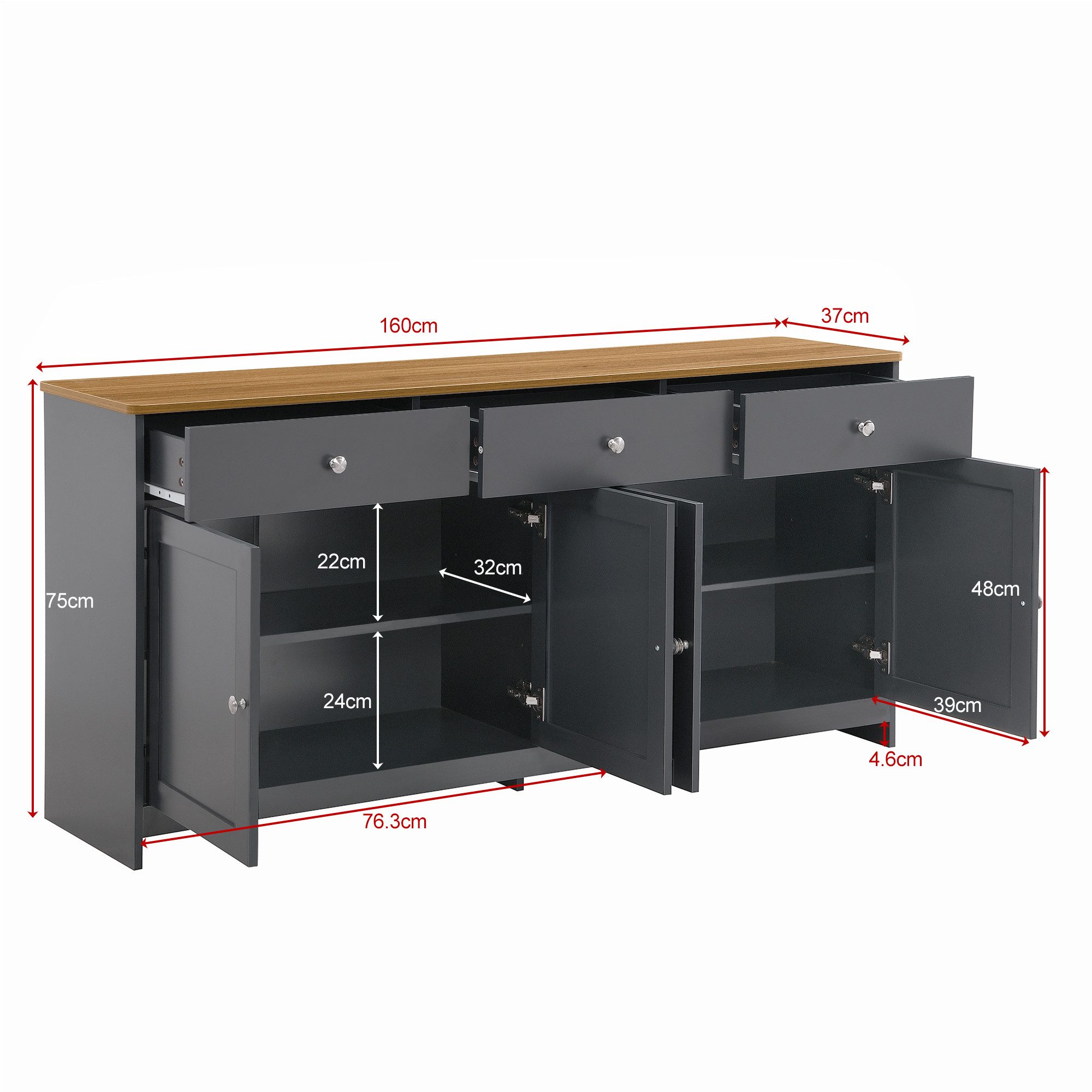 KLAM HOME Kommode Schließfach Schrank Sideboard Highboard, Schlafzimmer Flur