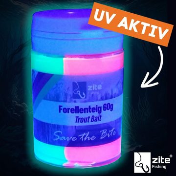 Zite Kunstköder Forellenteig Erdbeere rot/grün, (Special Edition), UV Aktiv, Trout Bait mit Glitter