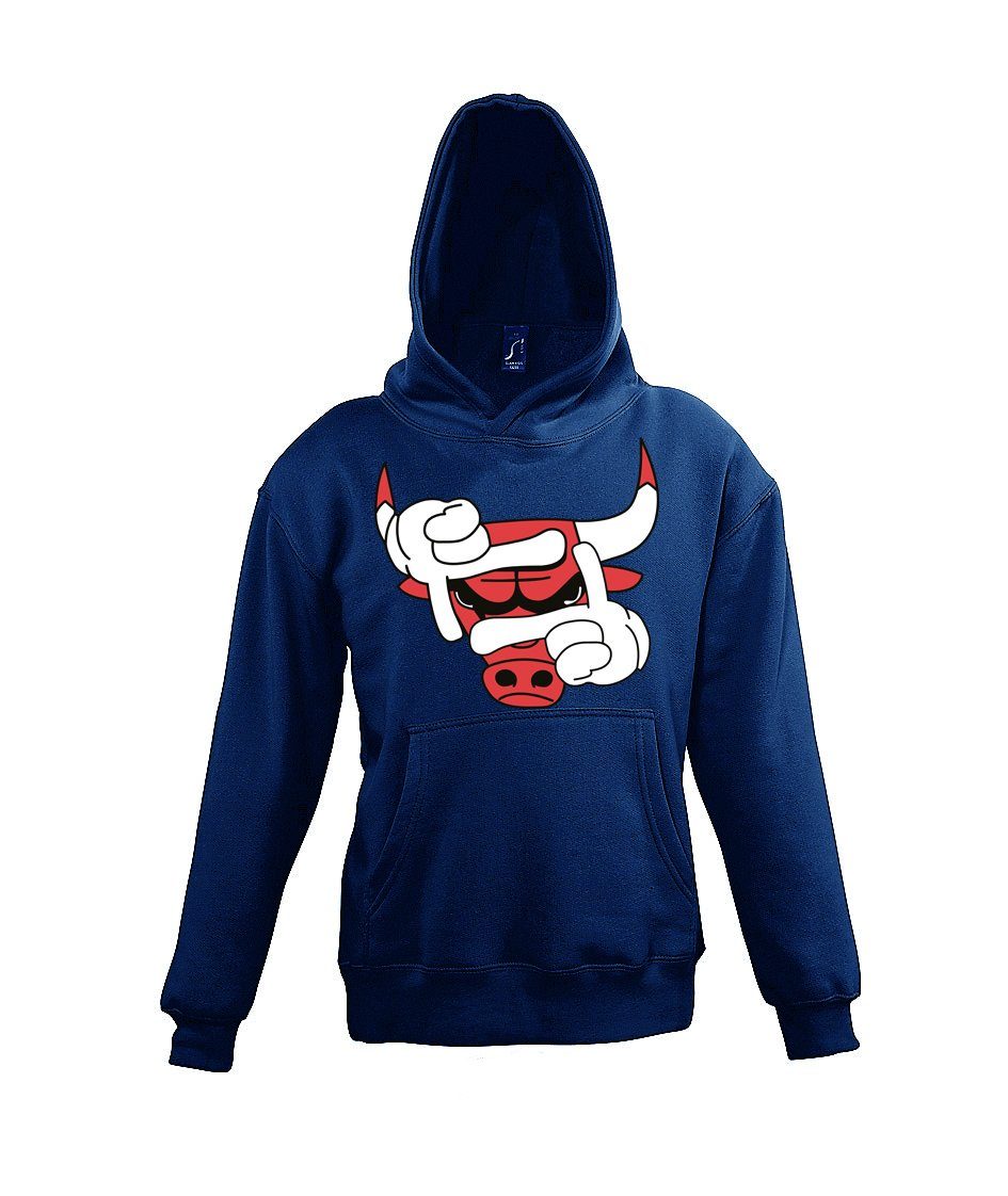 Youth Designz Kapuzenpullover Bulls Hoodie Pullover für Jungen und Mädchen mit modischem Frontprint Navyblau