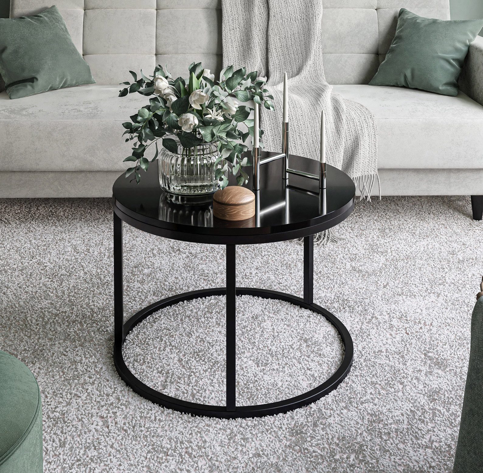 Lookway Couchtisch CIRI mit Hochglanzplatte (1xCouchtisch), Durchmesser: ⌀60 cm