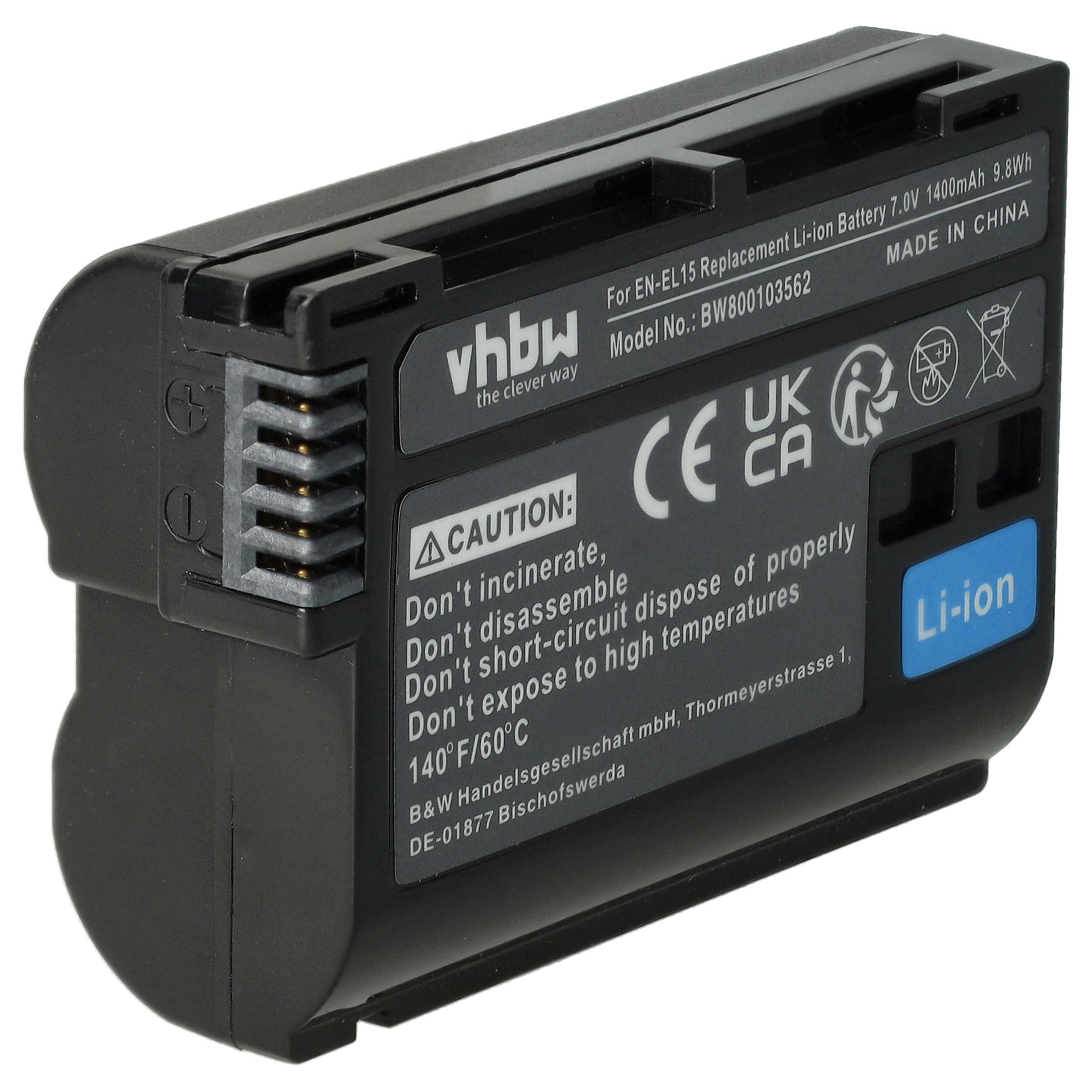 vhbw Akku passend für Nikon WT-7, Z6 II, Z5 II, Z6 III, Z7, Z7 II, Z6, ZR, Kamera-Akku Akku Li-Ion 1400 mAh (7 V), Leistungsfähiger Austausch-Akku für Digitalkamera, Spiegelreflexkamera