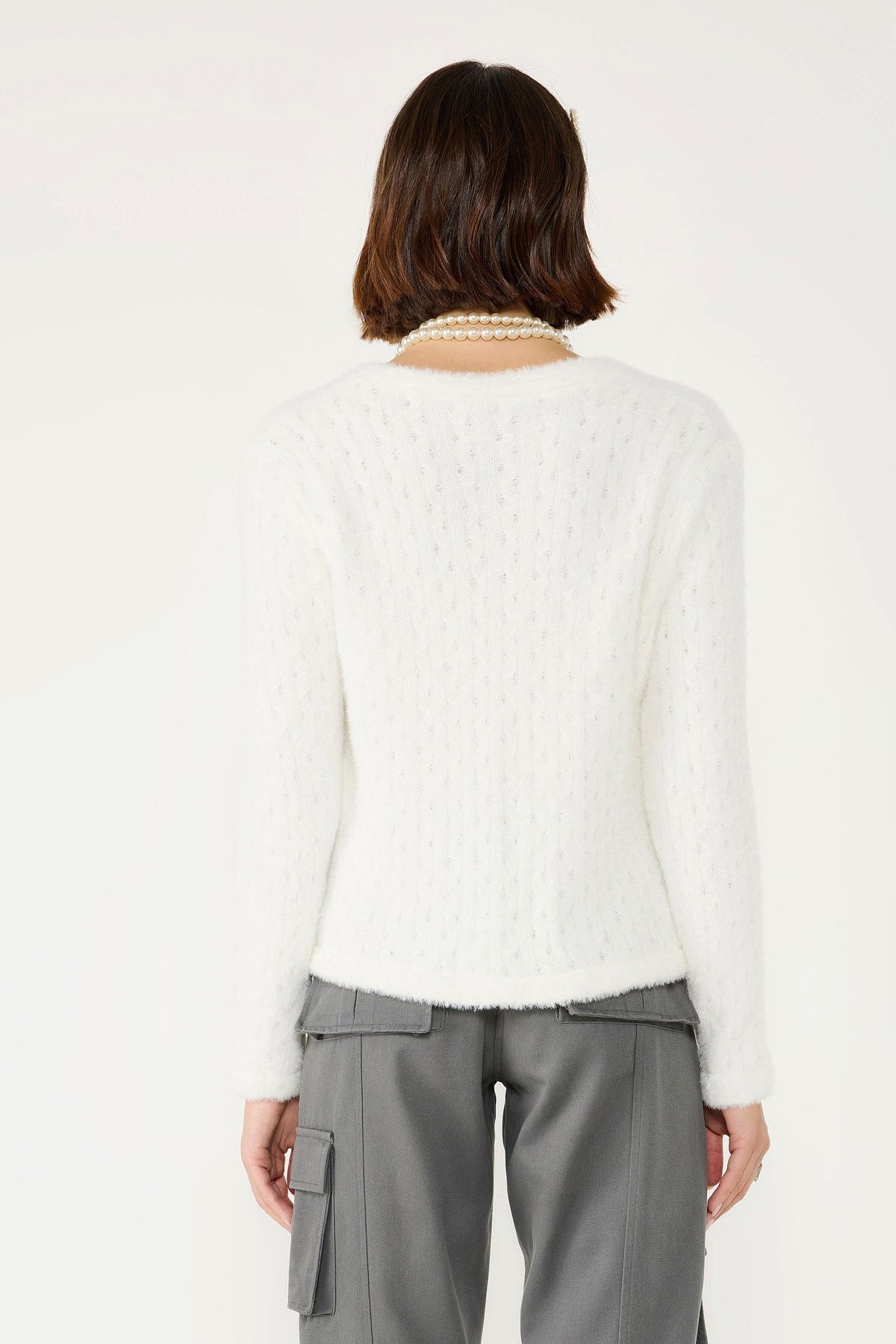 No Matter What Blusenjacke Weicher Strickcardigan mit Perlmuttknöpfen