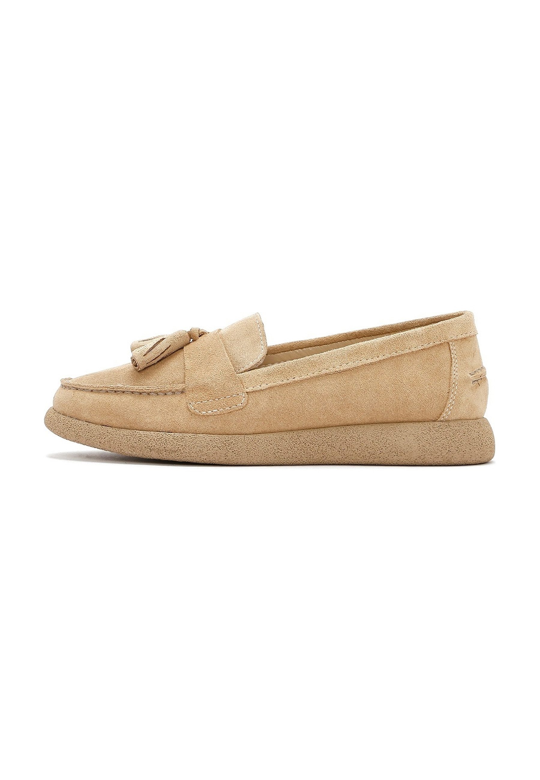 Derimod Loafer aus Leder mit Quasten Loafer Echtes Wildleder, Lederfutter, Thermo-Sohle, Slip-On, Quastendetail
