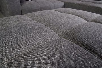 riess-ambiente Fußhocker GRANDEZZA 120cm grau (Einzelartikel, 1 St), Wohnzimmer · Stoff · mit Ziersteppung · für Sofas · Modern Design
