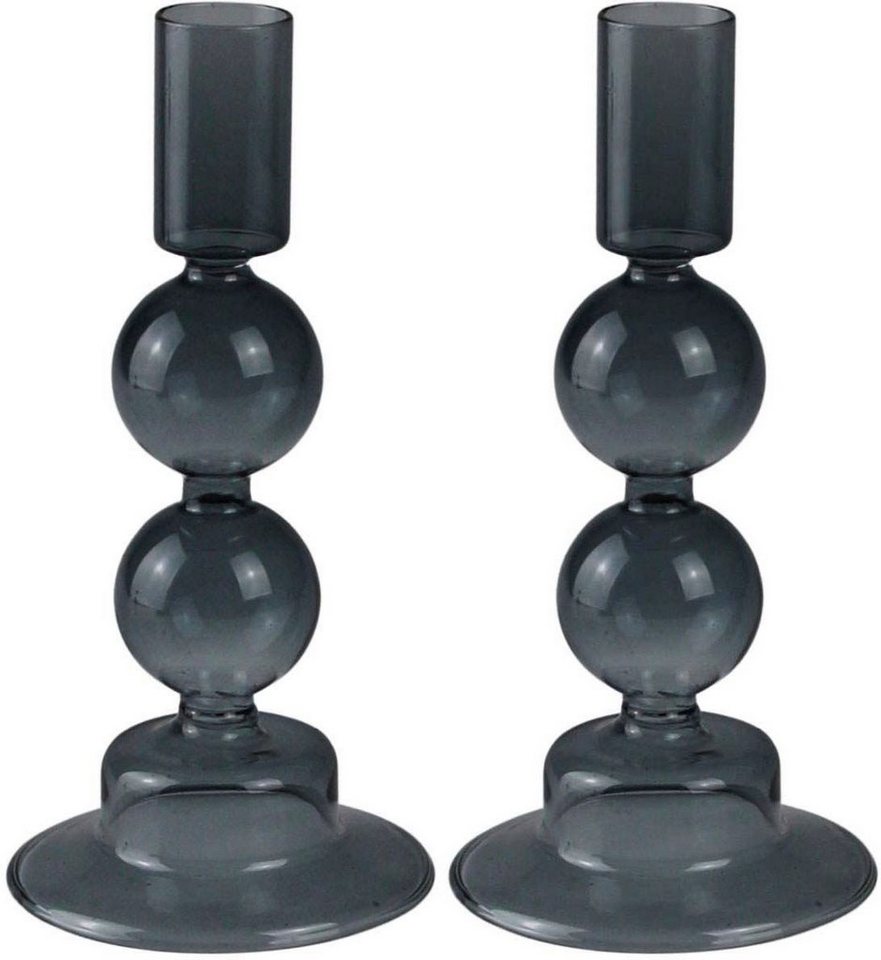 AM Design Kerzenhalter Kerzenständer mit kunstvollen Ausbuchtungen (Set, 2  St), aus Glas, Höhe ca. 16,50 cm, Dekoobjekt