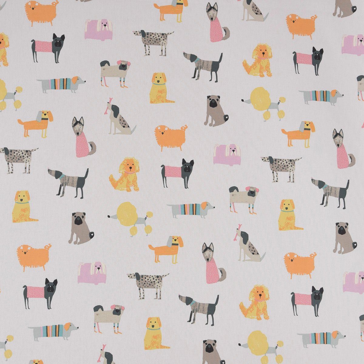 St), handmade, BonBon Woof vorgewaschen LEBEN. Germany, Hunde rosa-blau-grau-beige LEBEN., ecru Ösen rosa 245cm, in gelb Vorhang SCHÖNER SCHÖNER made blickdicht, (1 Baumwolle, Vorhang