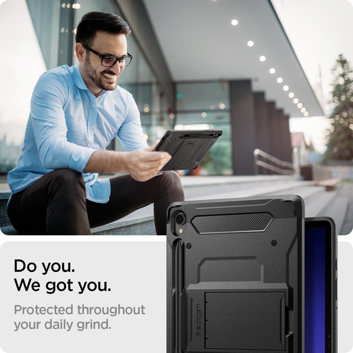 Spigen Tablet-Hülle Hülle für Samsung Galaxy Tab S9 2023 Tablet Hülle Schutzhülle Case 11 Zoll, Militärstandard-zertifiziert, Mit Standfunktion, Mit S Pen Halter