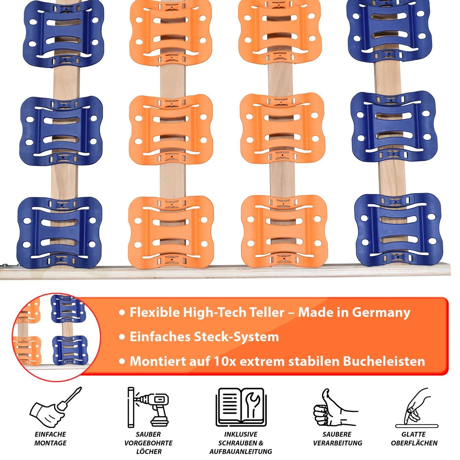 nicht verstellbar, Fußteil Kopfteil preisgünstiger nicht Teiltellerlattenrost, Made Coemo, Selbstbausatz in verstellbar, - Germany