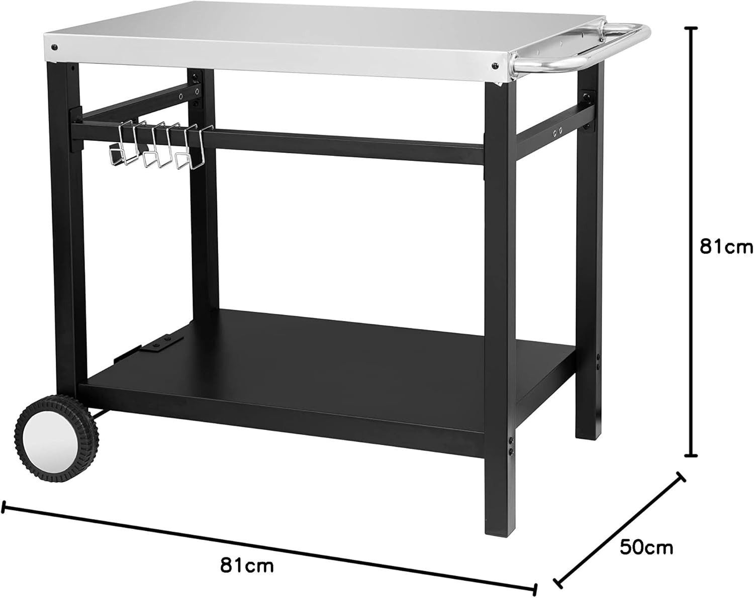 JUSTUS Grillablagetisch / Grill-Servierwagen mit Rollen / Multi-Trolley, Maße: 111 x 50 x 81 cm (B x T x H)