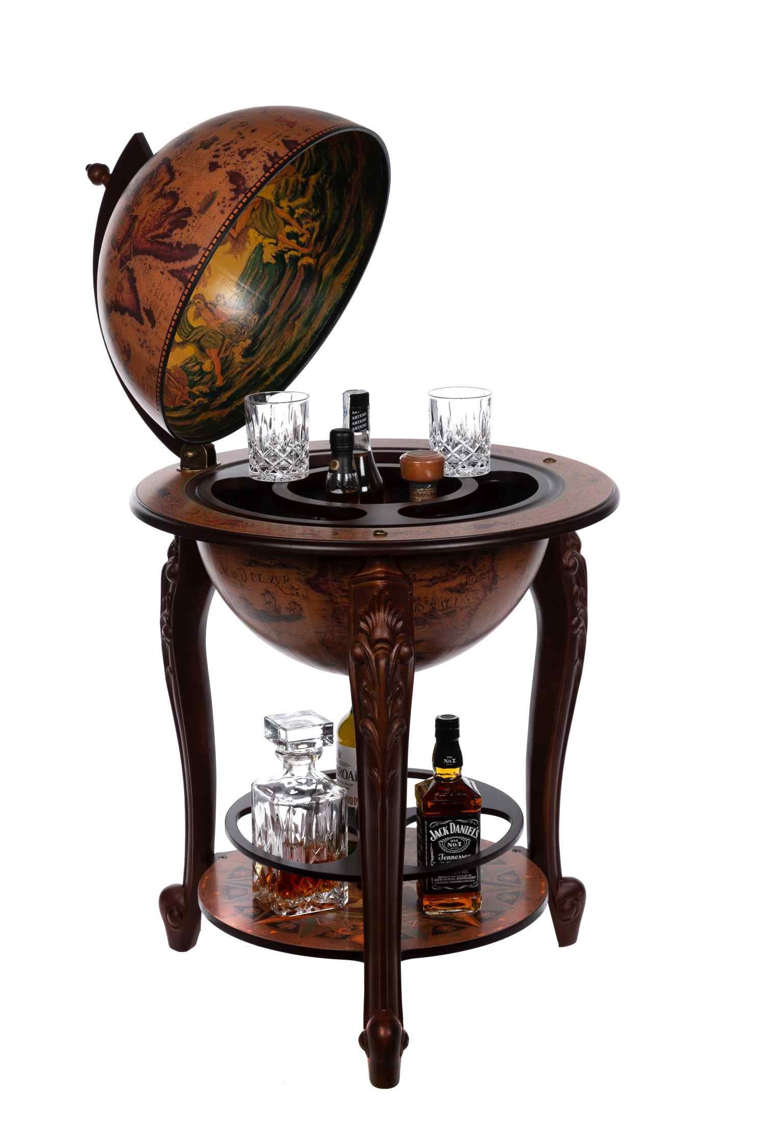 BIRENDY Dekoobjekt XXL Barwagen RN10 Eukalyptusholz Säulen Globusbar Hausba günstig online kaufen