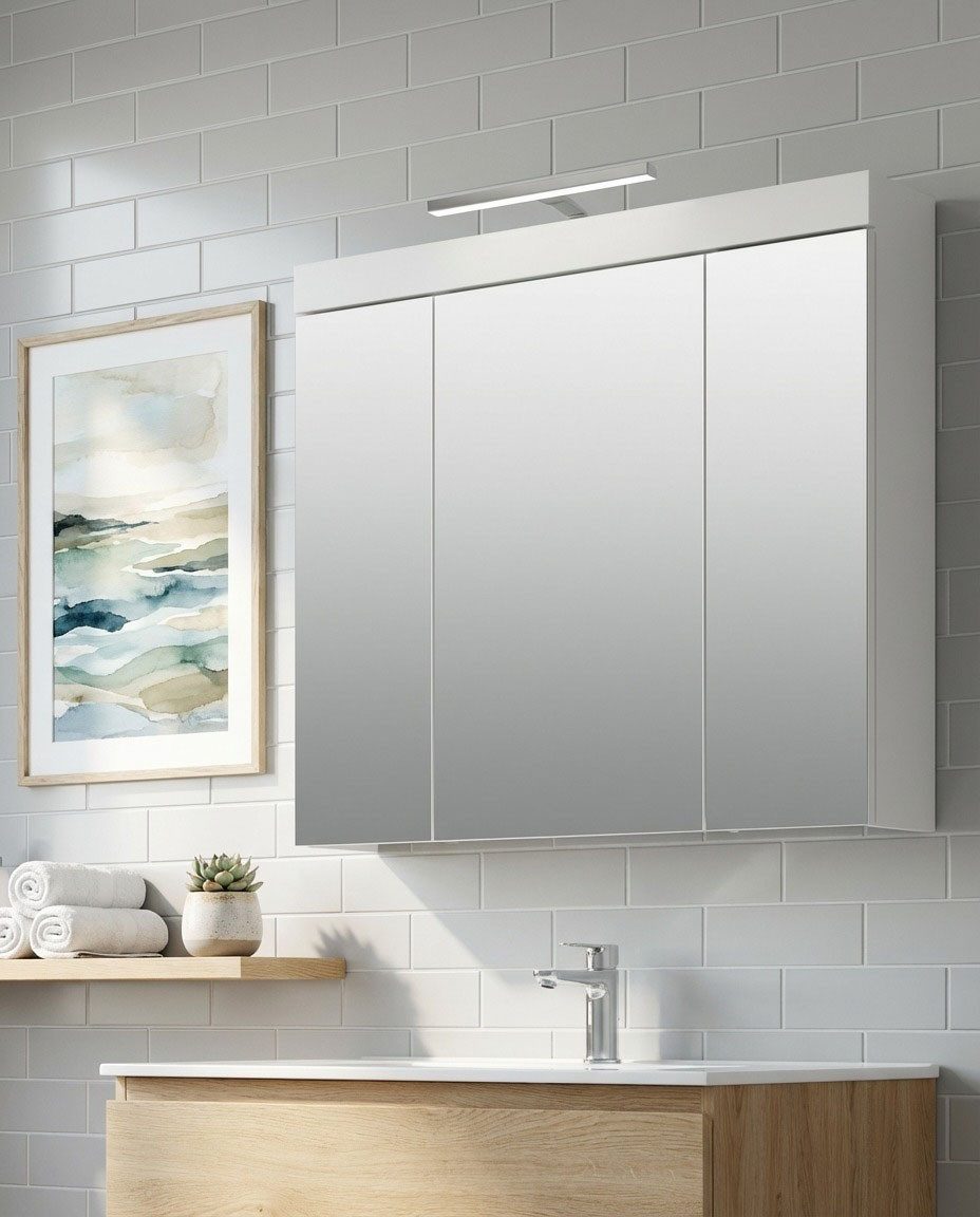 OTTO home Badezimmerspiegelschrank MAOI, mit 3 Spiegeltüren, in verschiedenen Ausführungen erhältlich (Wahlweise 60 oder 80 cm & mit oder ohne Beleuchtung) Badm – Bild 2 von 5