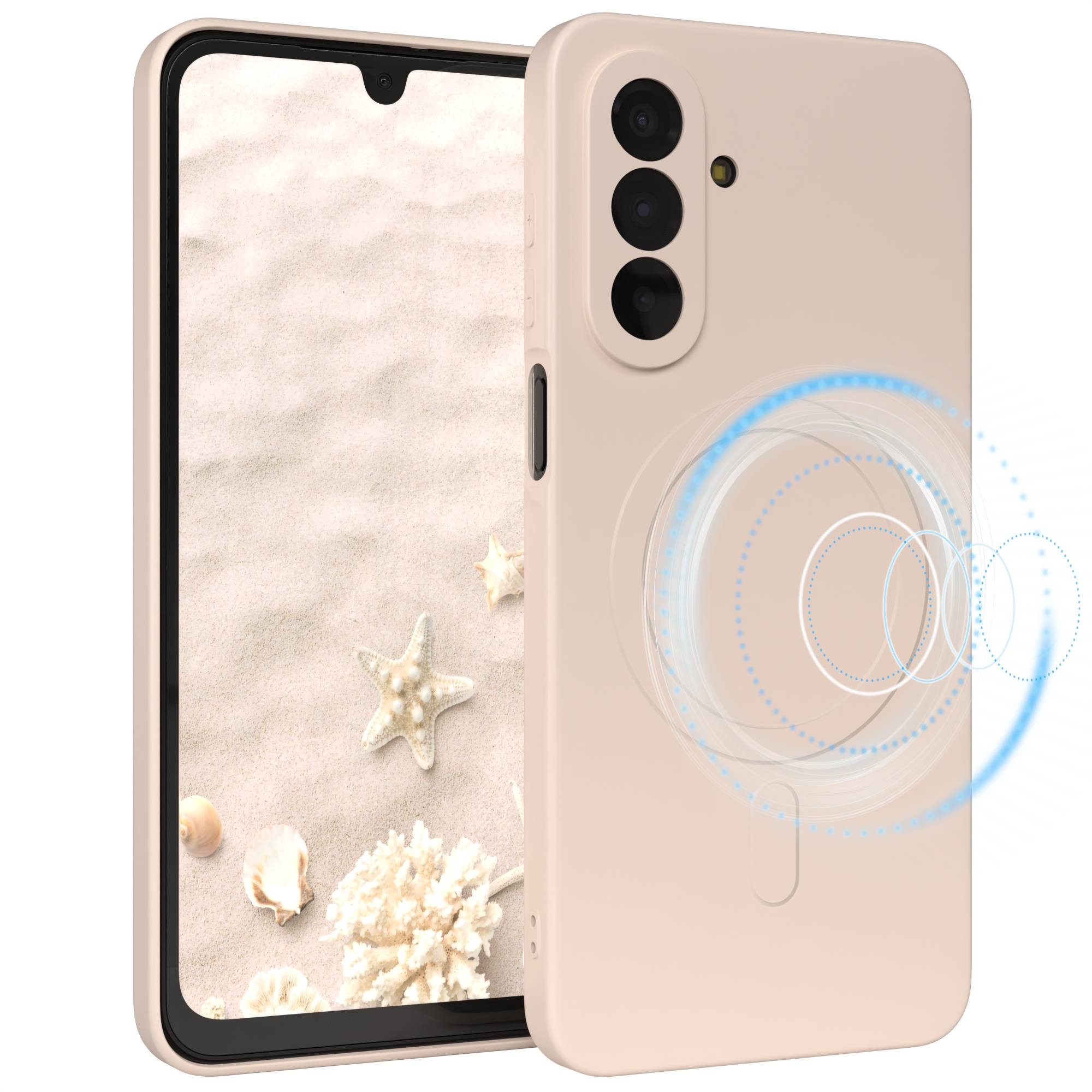 EAZY CASE Handyhülle MagSafe Silikon für Samsung Galaxy A17 6,7 Zoll, Schutzcase mit MagSafe Slimcover Silikonschutzhülle elastisch Taupe