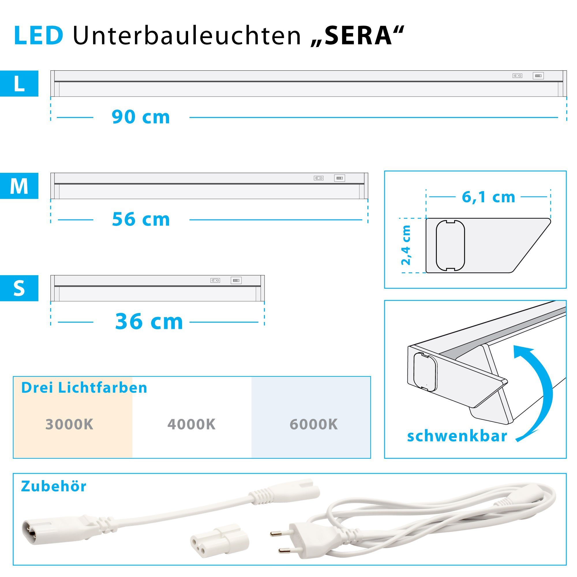 Maxkomfort LED Unterbauleuchte SERA, LED fest integriert, CCT, LED,  Unterbauleuchte, Flach, Küchenleuchte, Touch, CCT