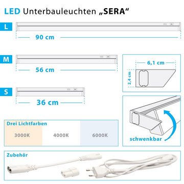 Maxkomfort LED Unterbauleuchte SERA, LED fest integriert, CCT, LED, Unterbauleuchte, Flach, Küchenleuchte, Touch, CCT