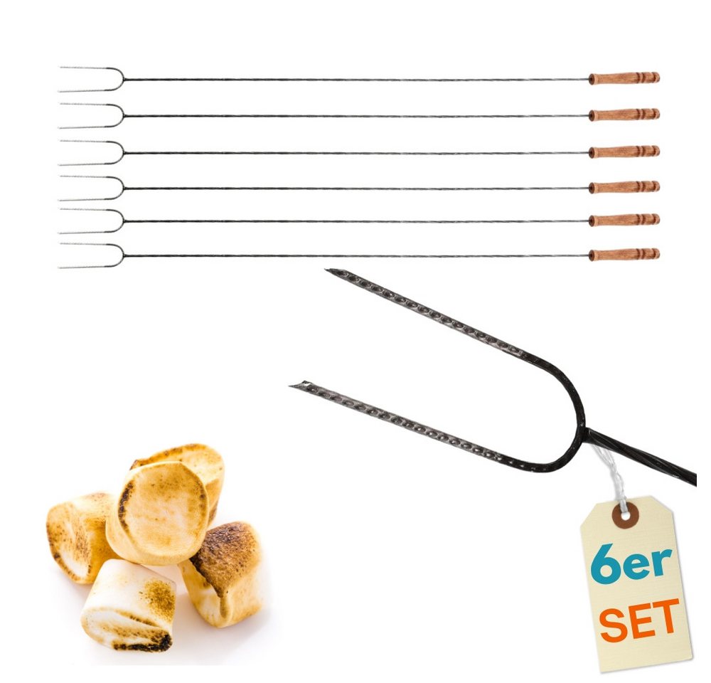 GarPet Lagerfeuer-Grillspieß 6er Set Grillspieß Lagerfeuer 100cm Stockbrot Marshmallow Spieße