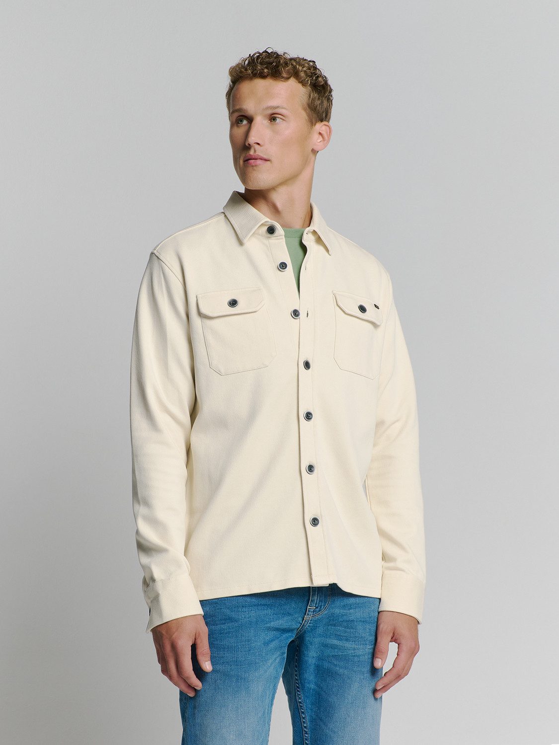 NO EXCESS Langarmhemd No Excess Sweat Overshirt mit Knopfverschluss günstig online kaufen