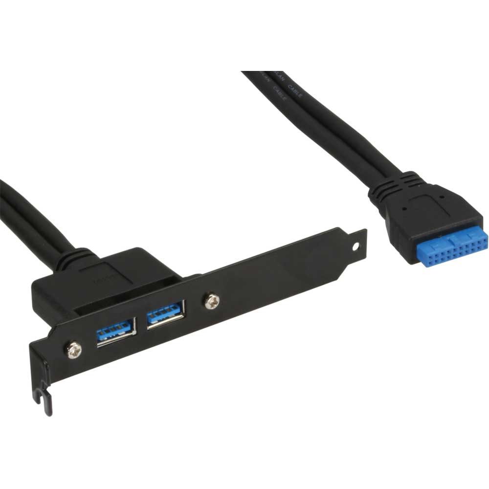 Kabelbinder Slotblech USB 3.0, 2x USB Buchse auf intern Mainboardanschluss 0,5m