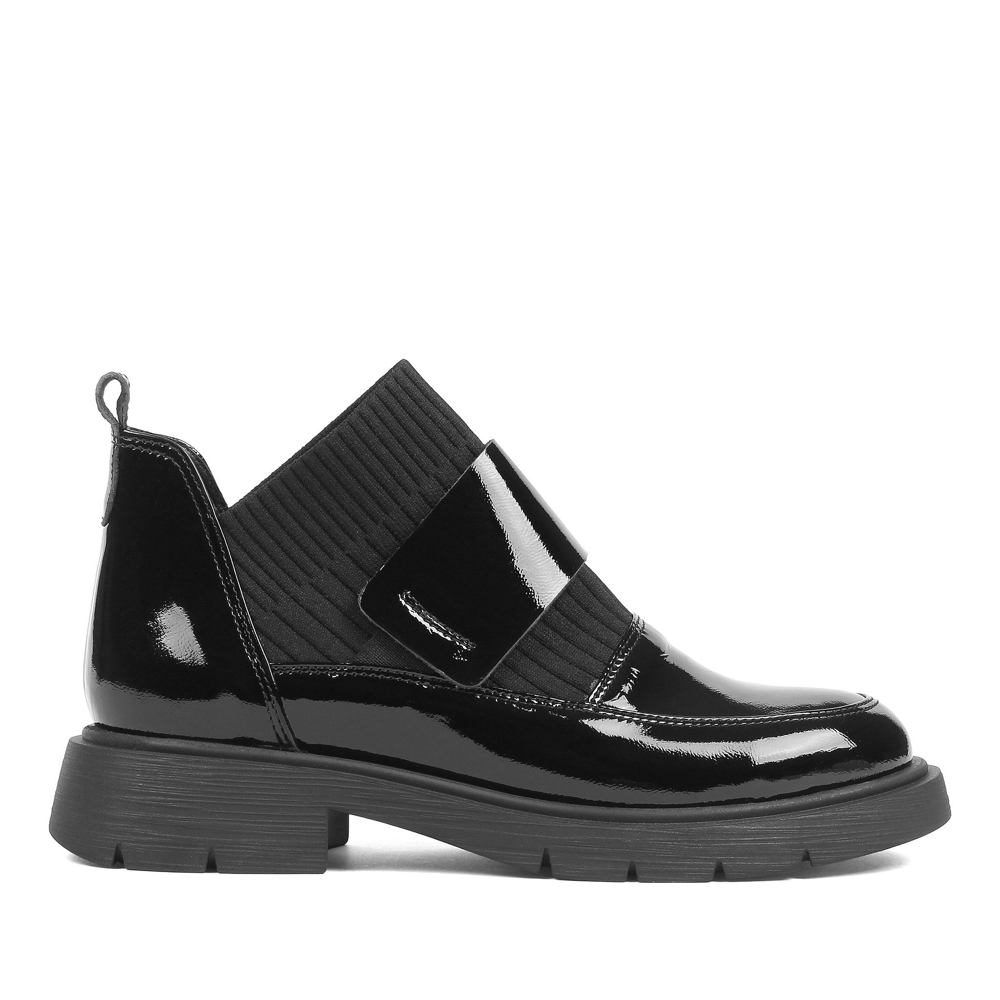 Celal Gültekin Plateau Blockabsatz Warmfutter Schlupfstiefel Loafer-Stil Damen Schlupfstiefel Stretch-Einsatz, Klettverschluss, Profilsohle, bequem, schwarz, 40