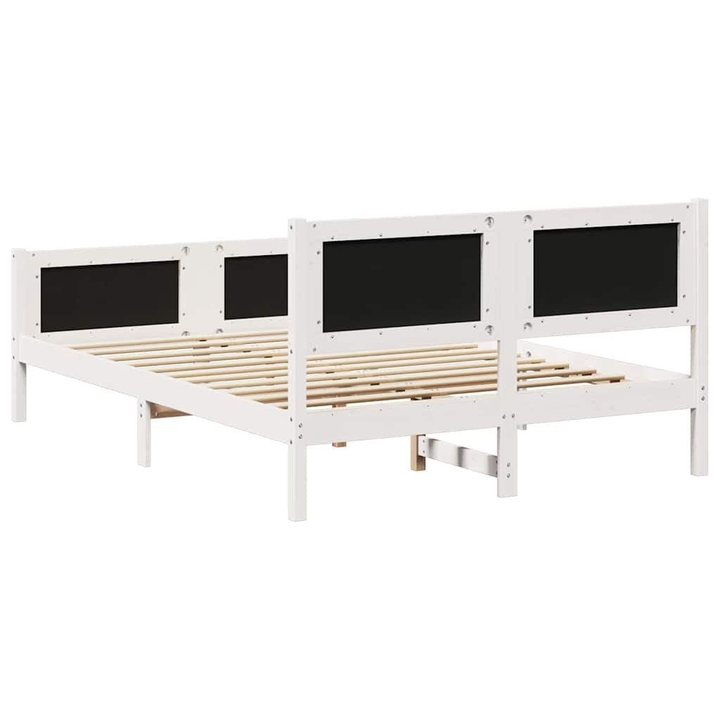 vidaXL Bed Frame White and Light Grey 140 x 190 cm Solid Pine Wood (1-piece)