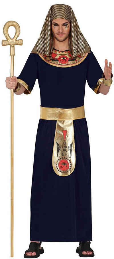 Fiestas Guirca Kostüm, König Pharao Herrenkostüm inklusive Kopfschmuck, Tunika mit Kragen u