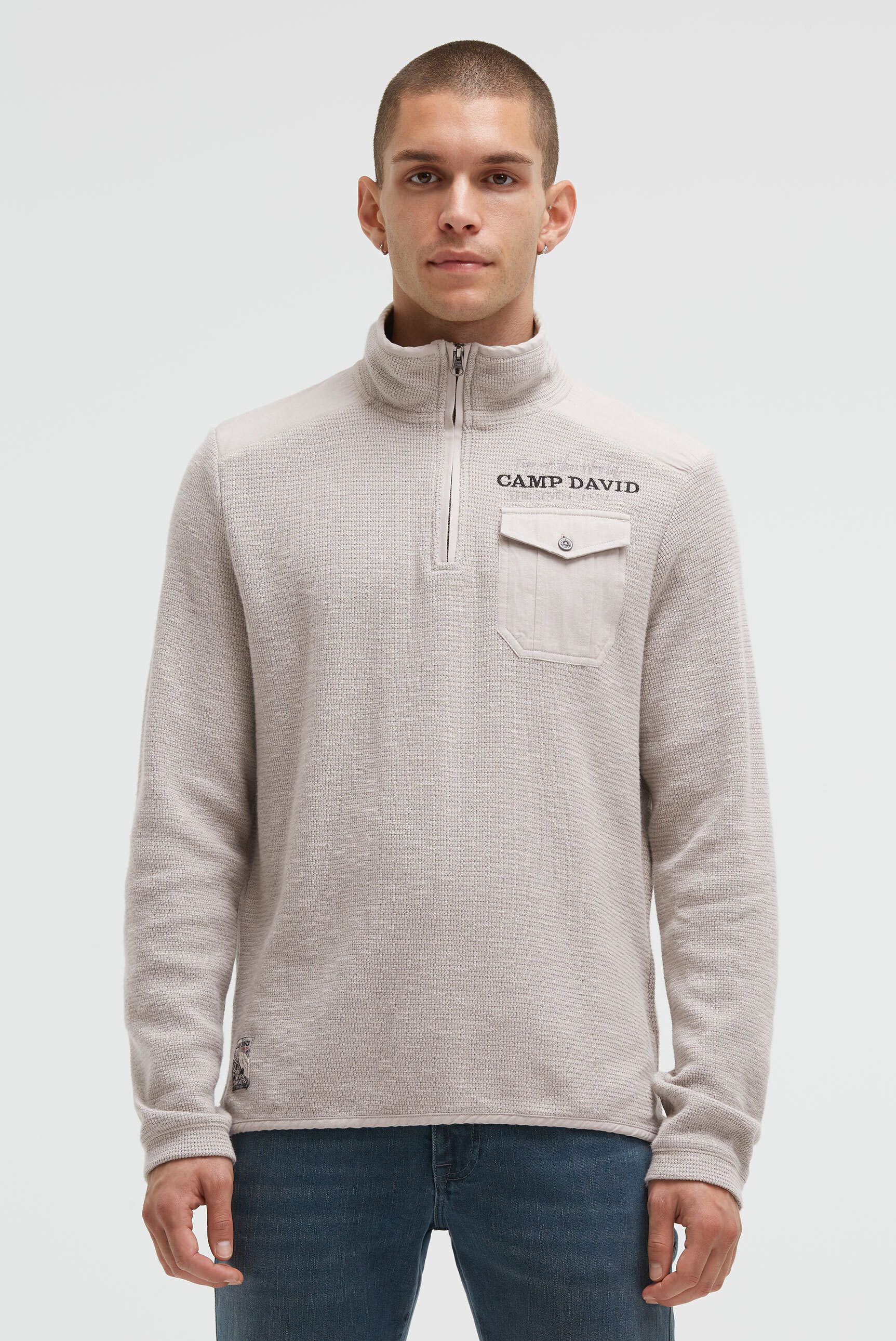 CAMP DAVID Sweater mit Stickerei über der Brusttasche günstig online kaufen