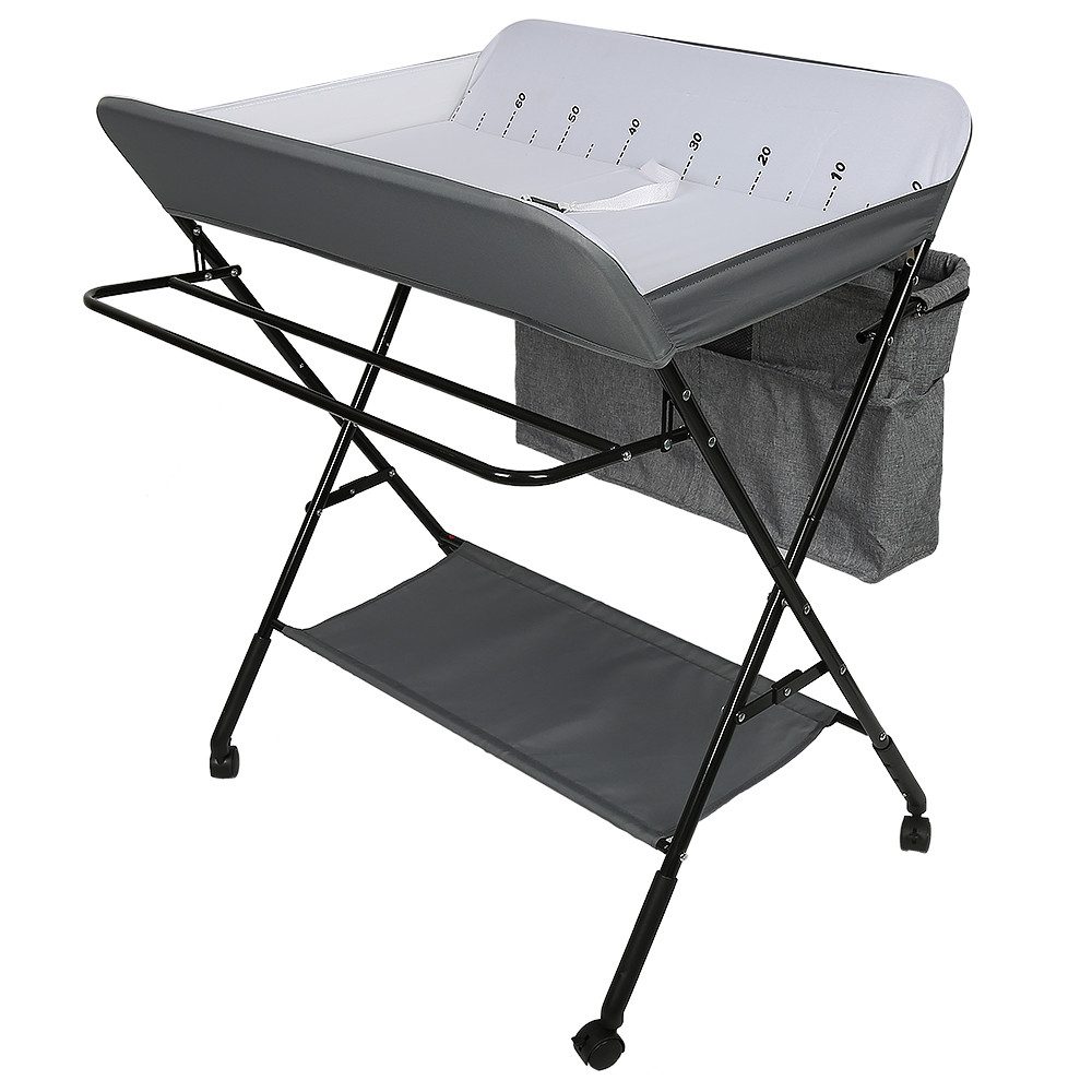 JEOBEST Wickeltisch Baby Wickelkombi, Klappbar, Mobiler Wickelkommode, mit Ablagefächern, für 0-10 Monate Tragkraft 30kg
