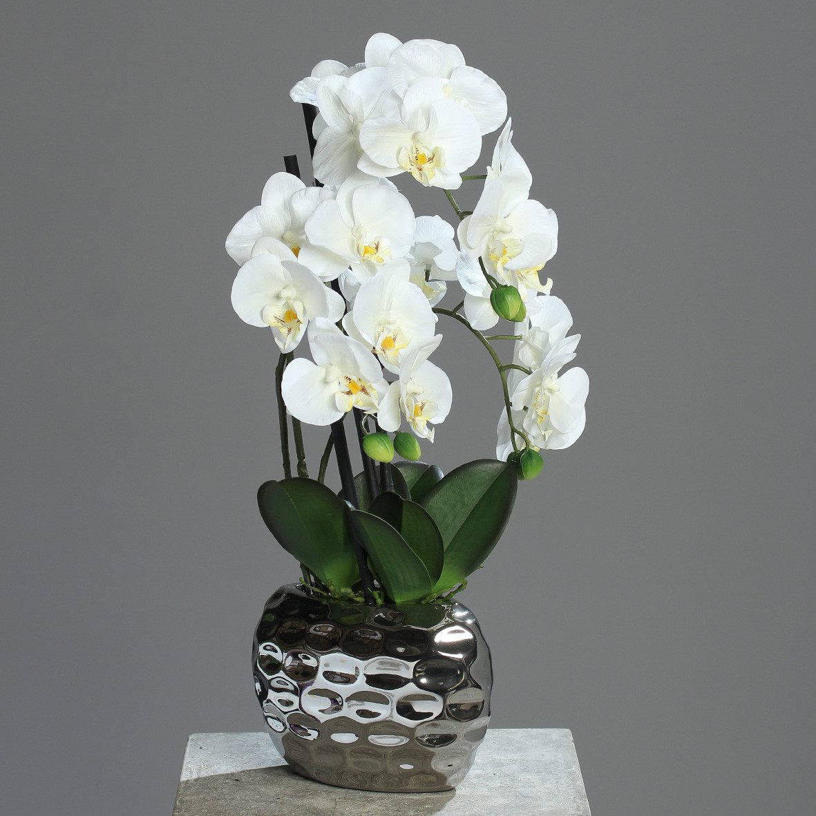 Künstliche Real-Touch Orchidee Im Weißen Blumentopf - 50 Cm - Deko