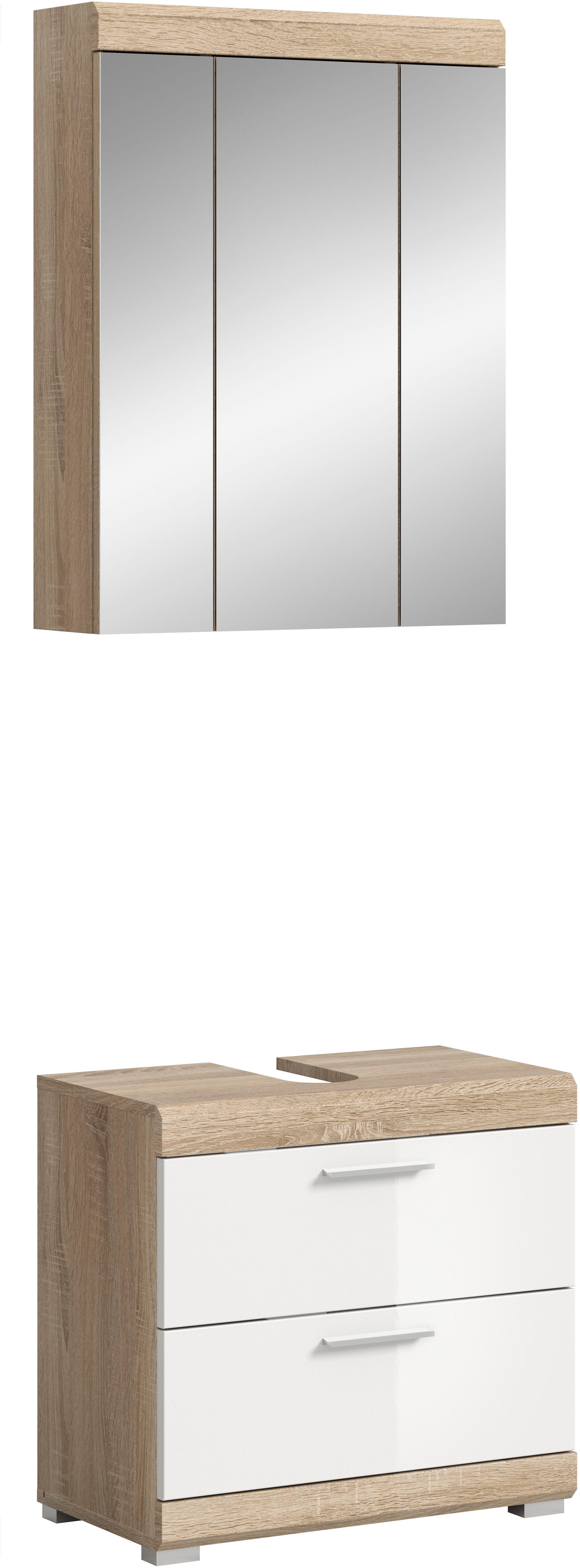 welltime Badmöbel-Set SIENA, 2 tlg., bestehend aus: Waschbeckenunterschrank, Spiegelschrank, (Set, 2-St., TOPSELLER), in verschiedenen Farben erhältlich, Badmöbel, Kombination, Badezimmer